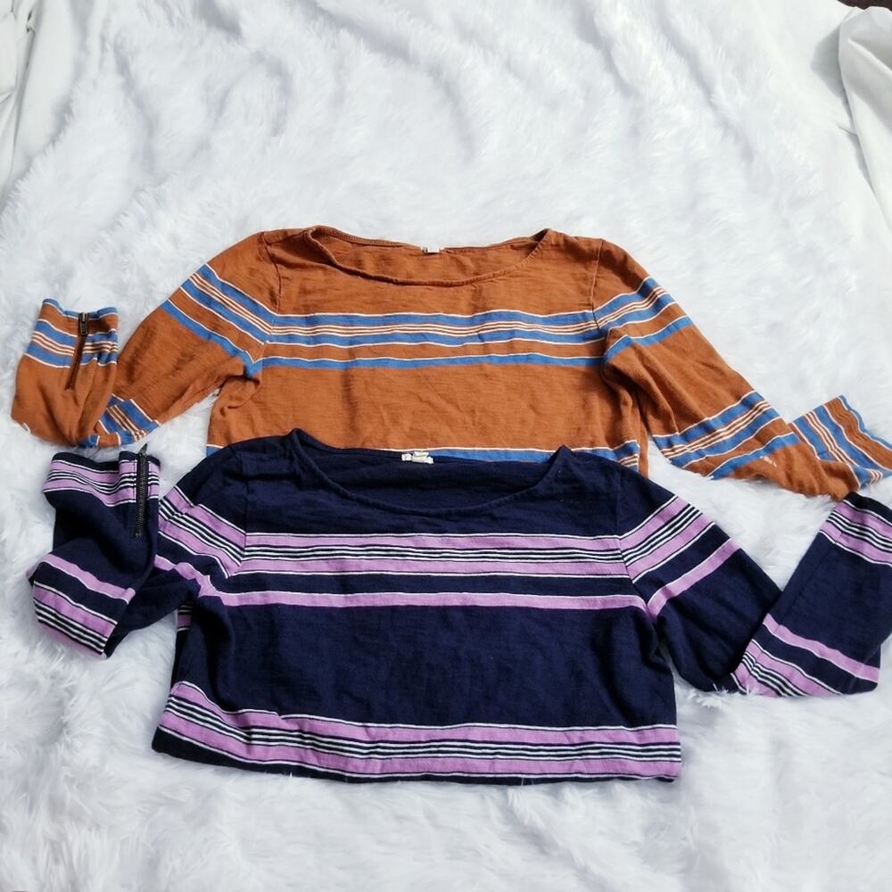 J Crew Top Bundle 3/4 sleeves zipper arms XS lot of 2